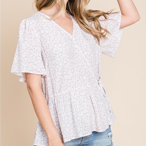 Floral Print Wrap Blouse - Picture 7 of 7